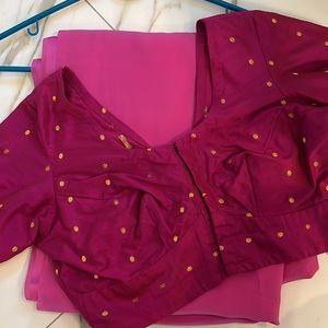 Silk Saree and Hand Made Crop Top